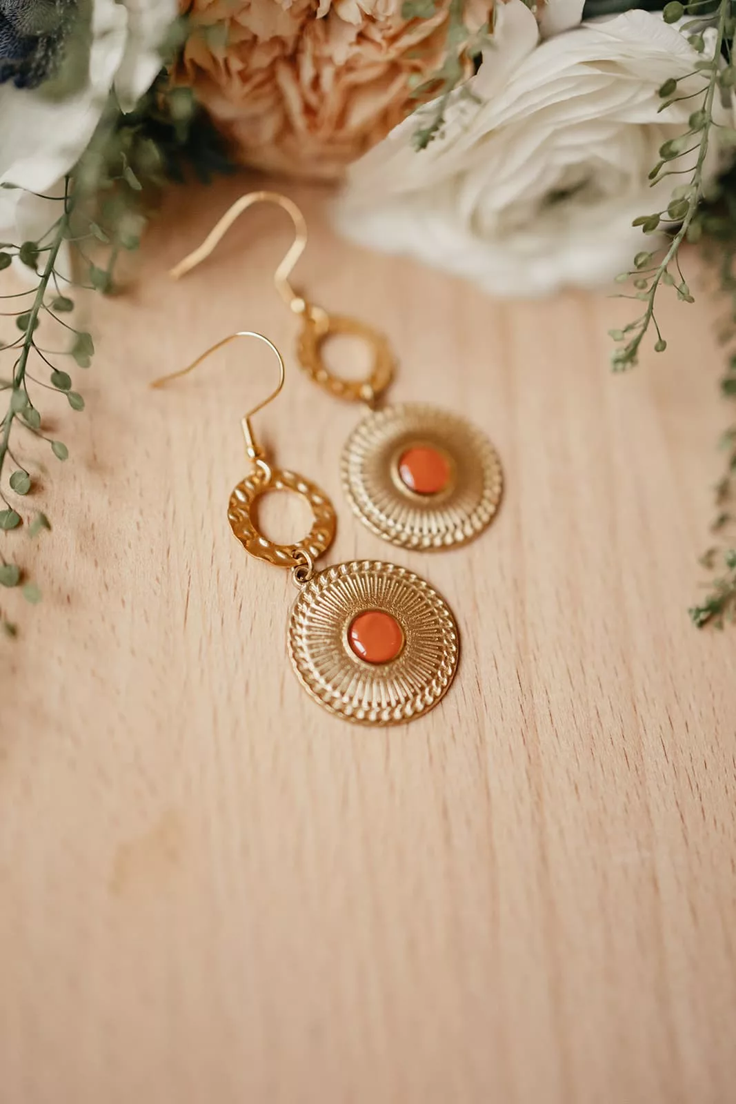 Bijoux Isatis Bijoux Bois Sur Mesure Caen, photo de présentation de produit, type Gloria coloris orange