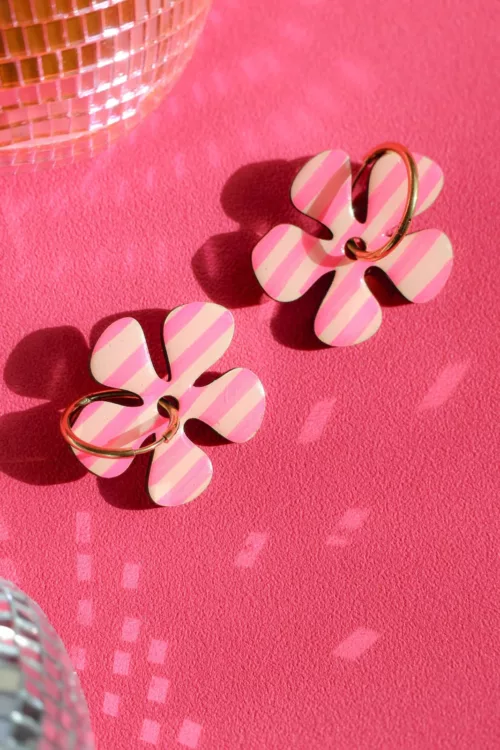 Isatis Bijoux Bois Fait Main Caen Boucles d'oreilles Colore Candy Bloom