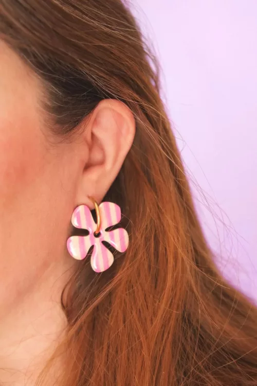 Isatis Bijoux Bois Fait Main Caen Boucles d'oreilles Colore Candy Bloom