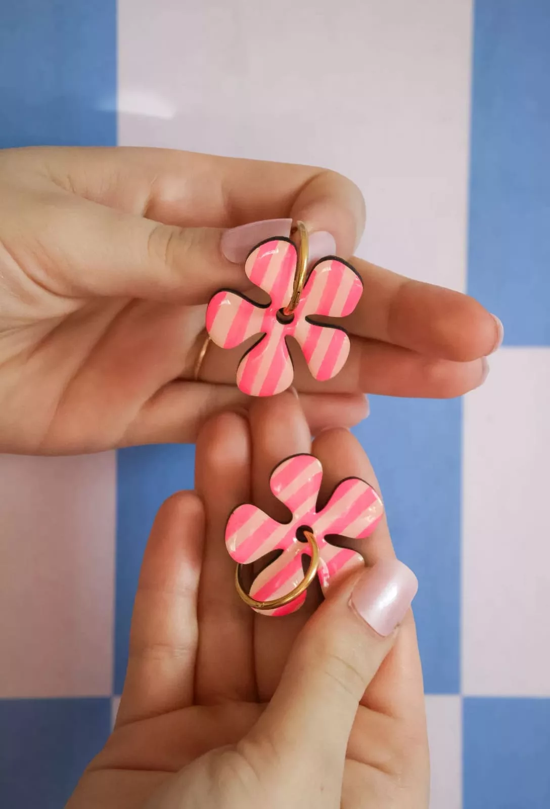 Isatis Bijoux Bois Fait Main Caen Boucles d'oreilles Colore Candy Bloom