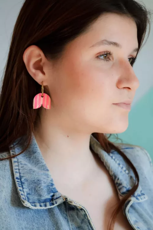 Isatis Bijoux Bois Fait Main Caen Boucles d'oreilles Colore Daisy Bonnie