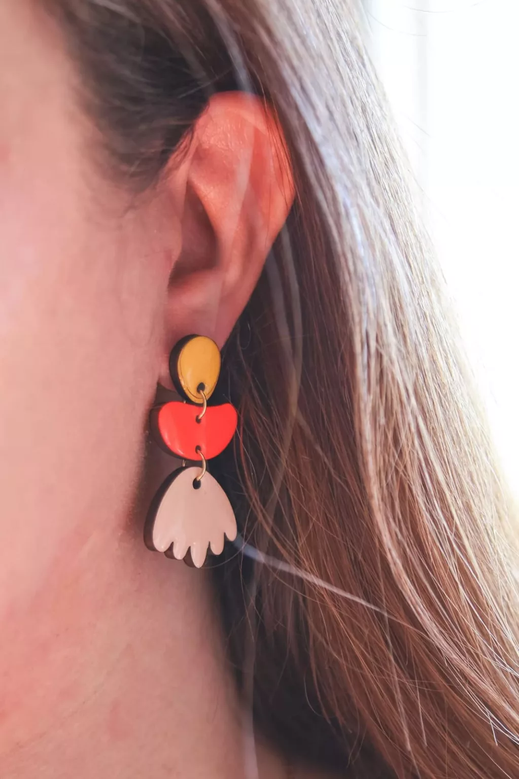 Isatis Bijoux Bois Fait Main Caen Boucles d'oreilles Colore Honey Bloom