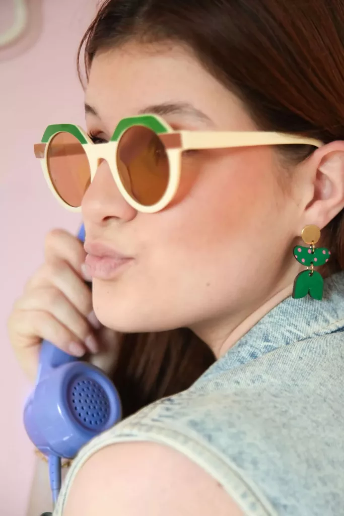 Isatis Bijoux Bois Fait Main Caen Boucles d'oreilles Colore Poppy Jane