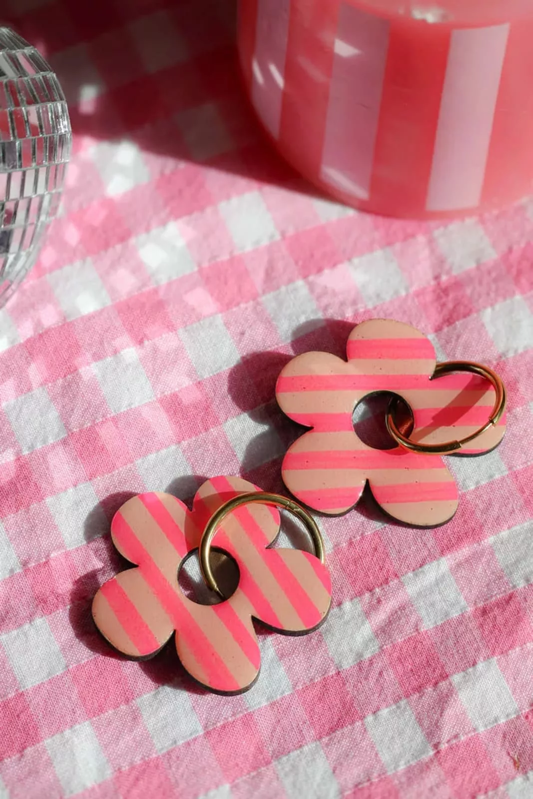 Isatis Bijoux Bois Fait Main Caen Boucles d'oreilles Colore Rosy Candy