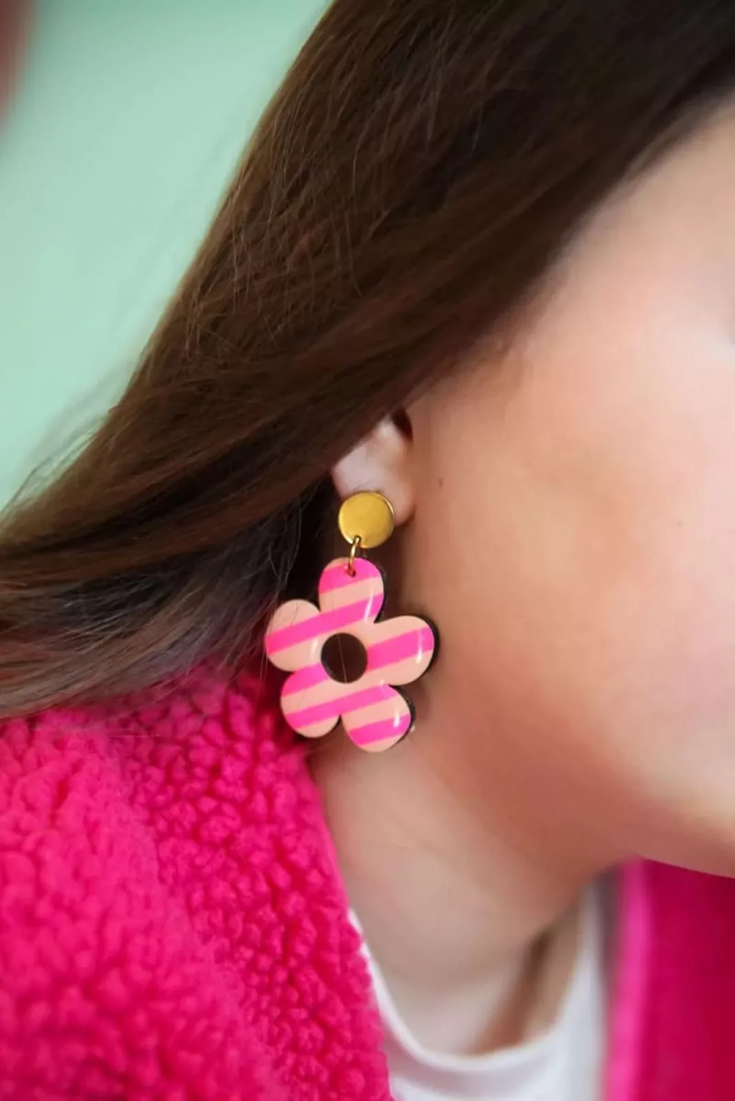 Isatis Bijoux Bois Fait Main Caen Boucles d'oreilles Colore Rosy Candy