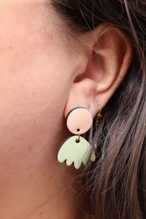 Isatis Bijoux Bois Fait Main Caen Boucles d'oreilles Colore Sunny Dolly