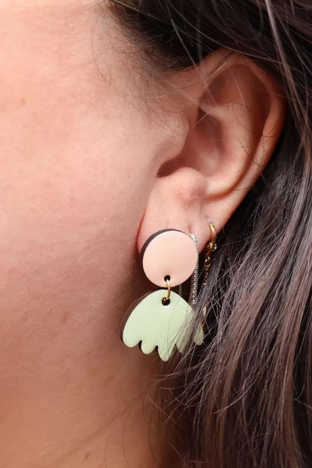 Isatis Bijoux Bois Fait Main Caen Boucles d'oreilles Colore Sunny Dolly