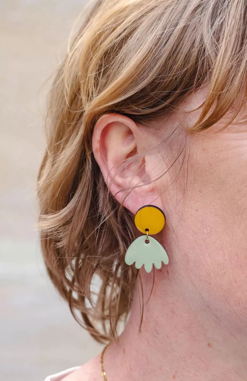 Isatis Bijoux Bois Fait Main Caen Boucles d'oreilles Colore Sunny Dolly